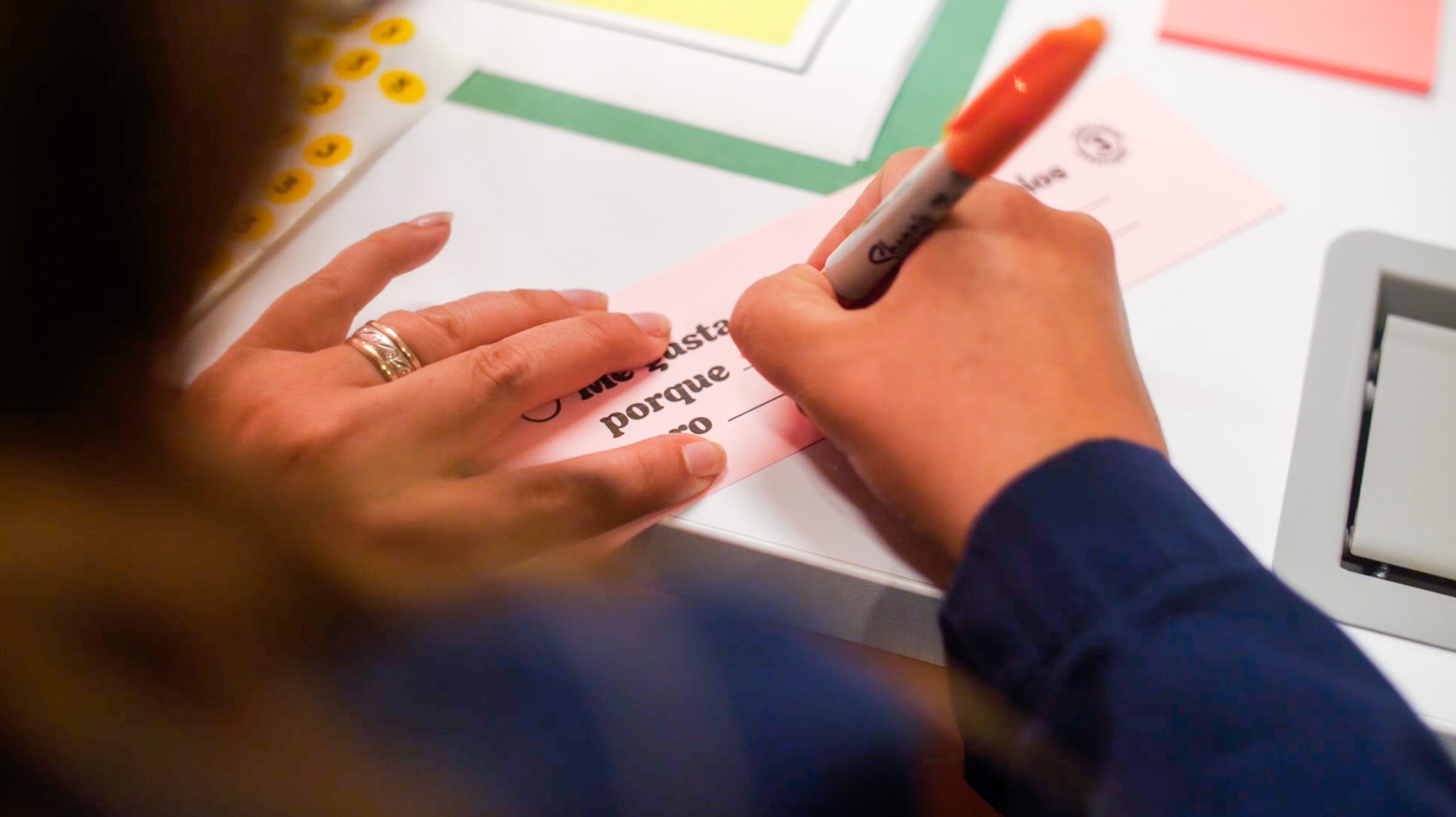 Woman writing an answer